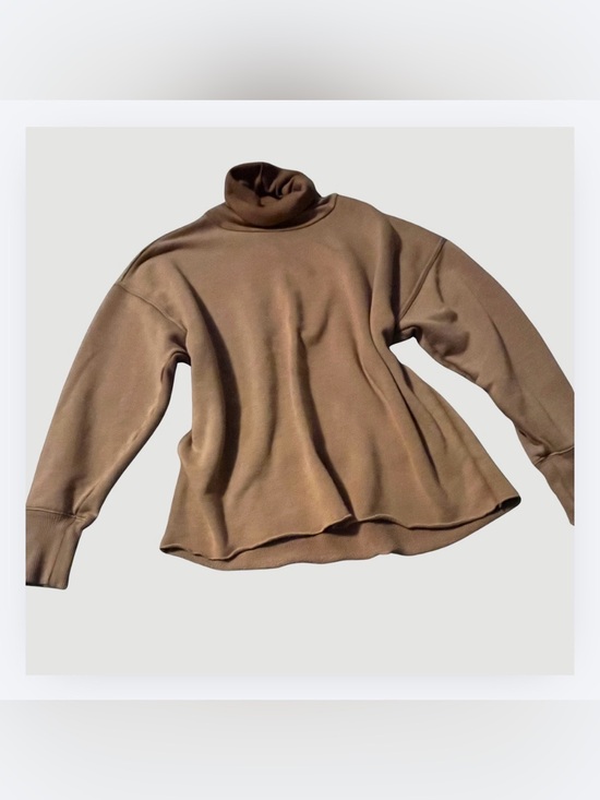 aerie Sweaters - Aerie Tan-Brown Turtleneck French Terry Cloth Sweater, Size XS